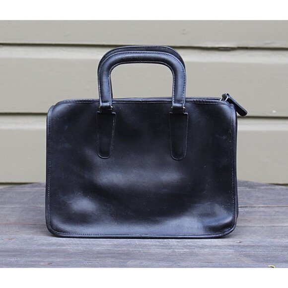 Coach Vintage - 1970s Slim Satchel 9430 Handbag in Black, NYC Factory, Talon ZIp - Picture 2 of 15